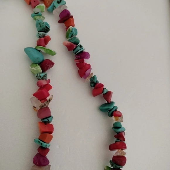 Seed Beaded Chain Lobster Clasp Silver Tone Pendant Necklace - Picture 5 of 8